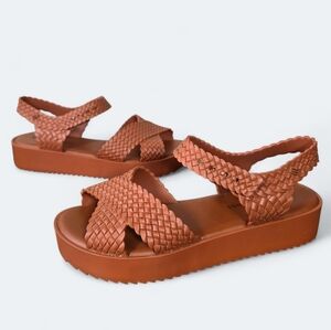 Melissa + Salinas Hotness Platform Sandals Size 10 Brown